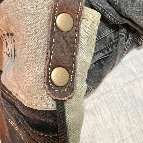 Canvas Shoulder Bag - Brown and Black by Myra Bag - Picture 9 of 11